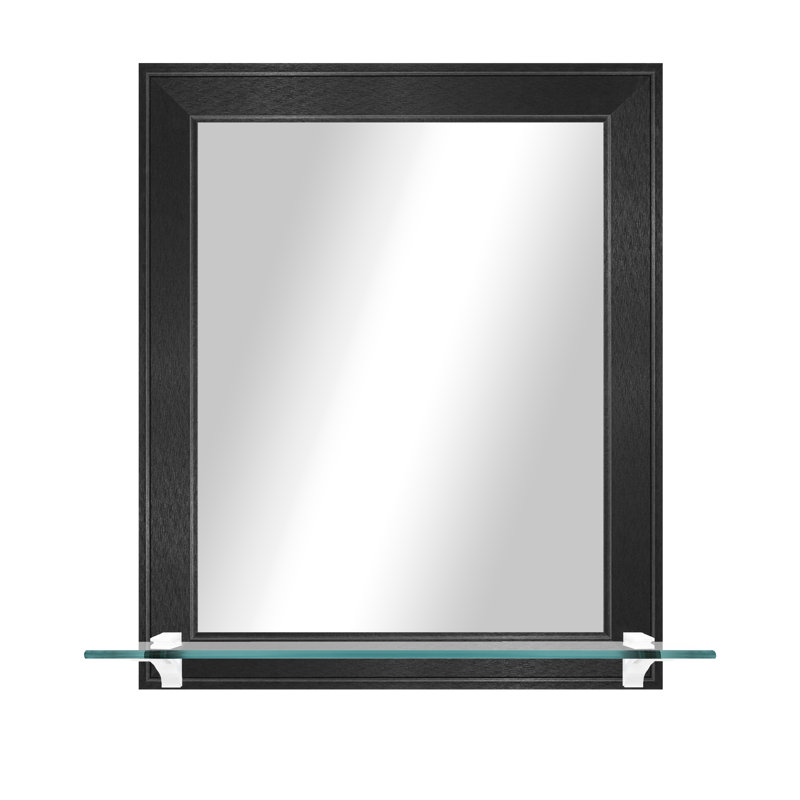 Kridia Flat Wall Mirror, Vertical, Black Steel/White, 25.5" H x 21.5" W