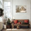 Grand Chalmers - Winter Barn Christmas Tree, décoration murale, art de campagne rétro, peinture sur toile pour salon, cadre de décoration murale enveloppé, 28 po x 40 po-498698739