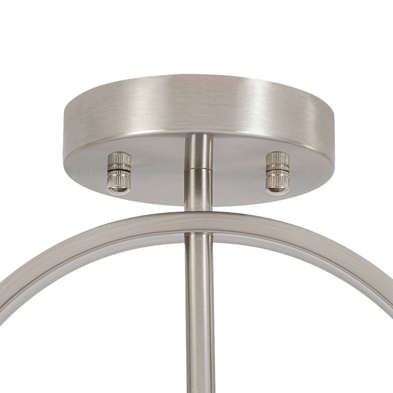 Plafonnier semi-encastré cylindrique rond 2 lumières Ralston, Nickel