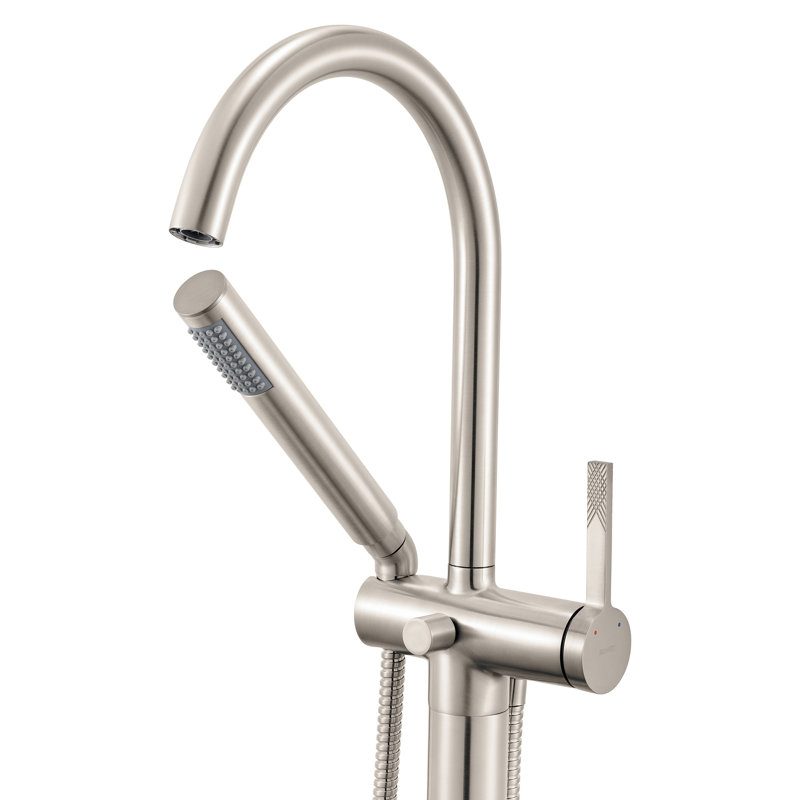 Ruvati Lucia Single Handle Freestanding Tub Bathroom Faucet in Brushed Nickel, Silver