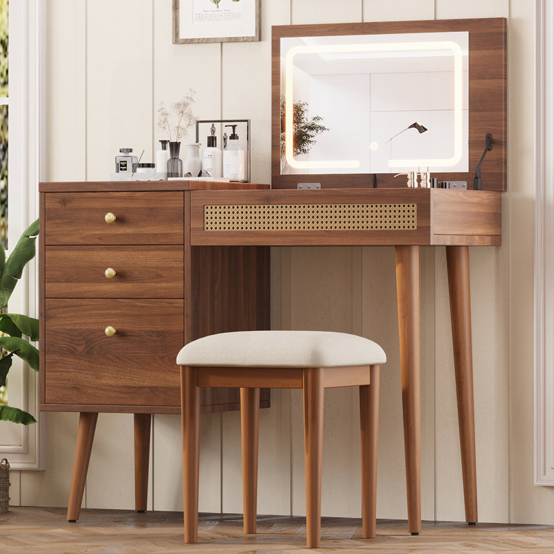 Ensemble coiffeuse 39 "rétro avec miroir DEL