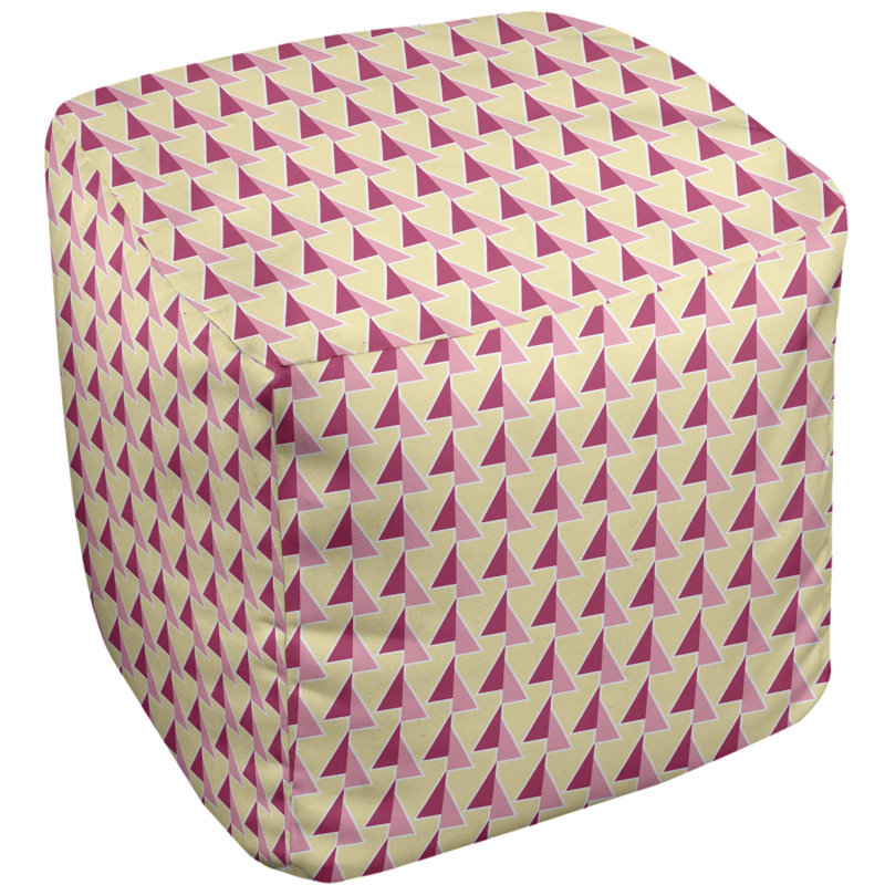 Repose-pieds cube à motif shifted arrows, Rose / jaune, H 18 po x l 18 po x P 18 po