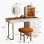 Meuble-lavabo de haute qualité avec tabouret, très facile à assembler, plateau en verre, avec prise de courant-2109057133-2109057123