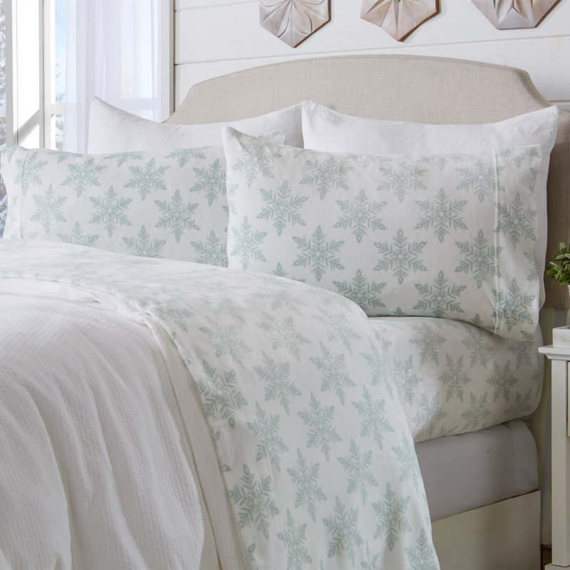 Ultra Soft Micro Plush Velvet Solid Sheet Sets, Full, Large Snowflakes