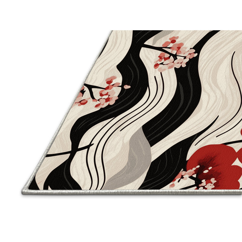 Tapis tissé à motif de pétales, Carré 8 pi