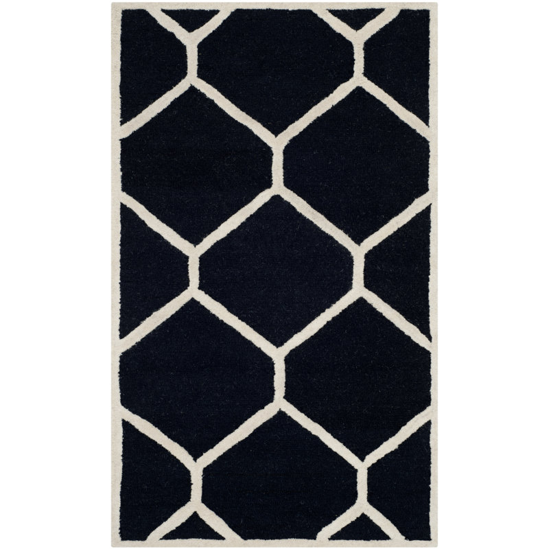 Deedgra Hand Tufted Wool Geometric Rug, Rectangle 3' x 5'