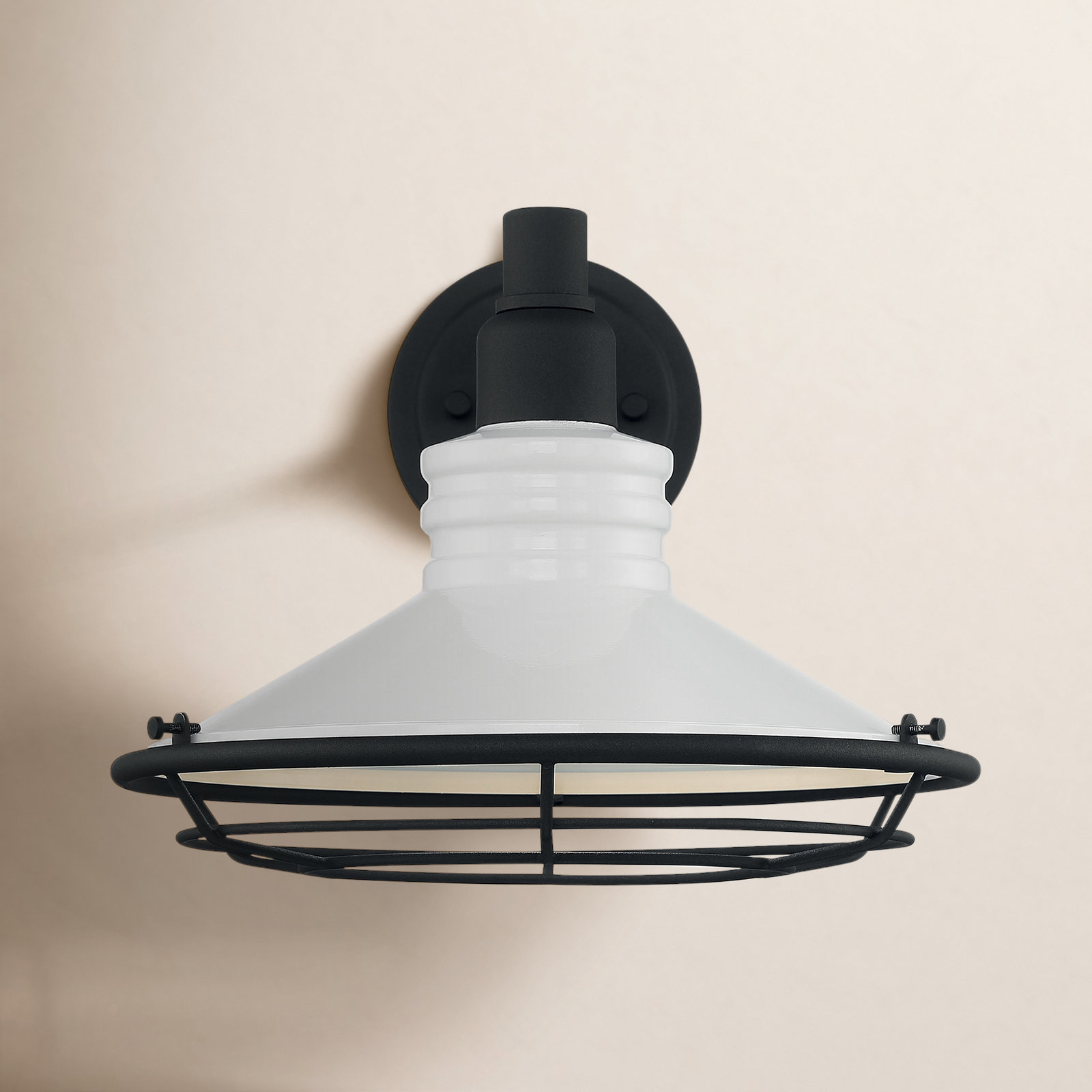 Parkdale Outdoor Barn Light, Black, 10" H x 12" W x 16" D, Gloss White/Textured Black