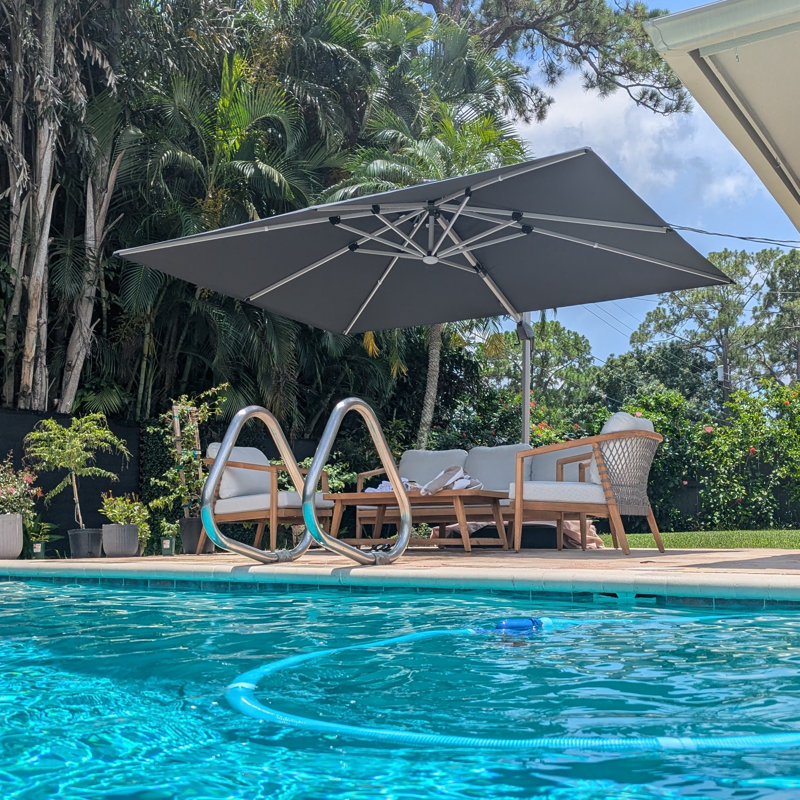 Samoti 3m X 9m Rectangle Cantilever Parasol, 300cm W x 400cm D, With Base, Grey