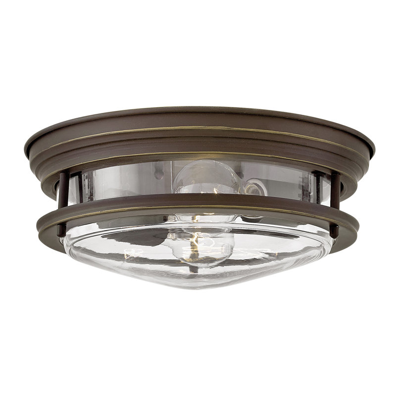 Hadley Two-Light Flush Mount Ceiling Light, Oil Rubbed Bronze, Incandescent, Clear