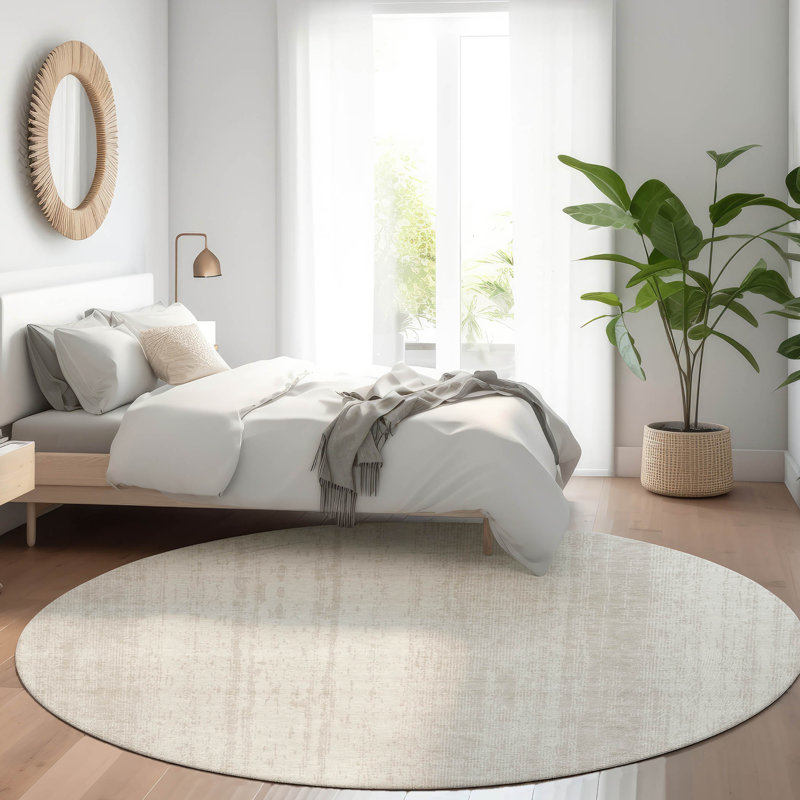 Malek Washable Abstract Indoor / Outdoor Rug, Round 8'