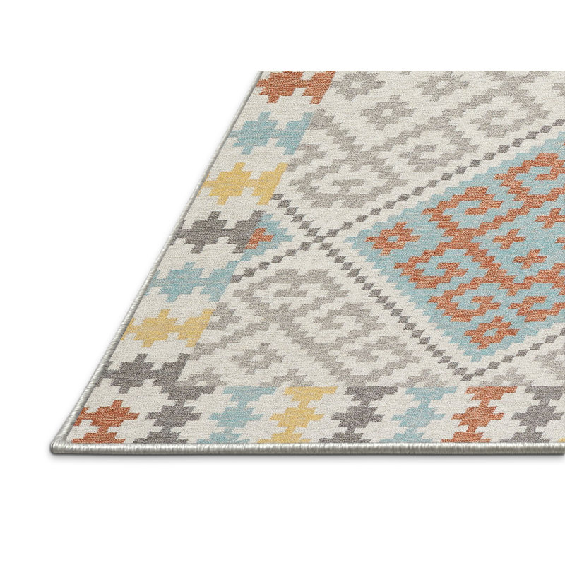 Tapis contemporain beige / brun clair / vert clair, Rectangle 6 pi x 9 pi