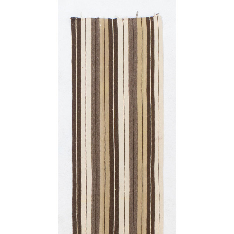 2x26.3 Ft Narrow Kilim Runner with Stripes, Made of %100 Natural Wool