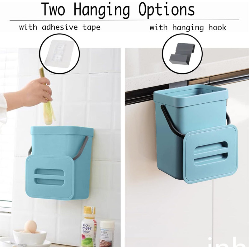 Small Trash Can with Lid, Blue