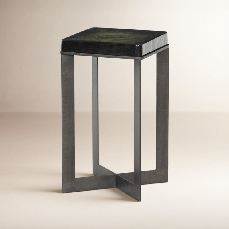 Lennie End Table, Burnished Charcoal, Moss
