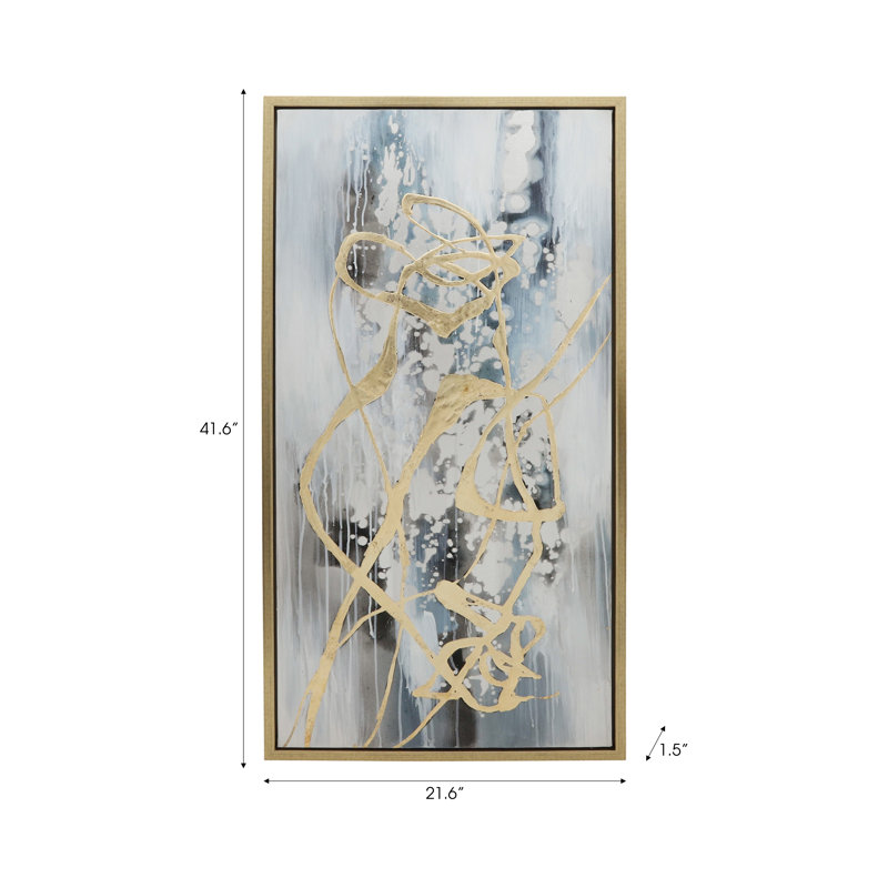 22X42 S/3 Abstract Canvas, Multi On Gold Frame