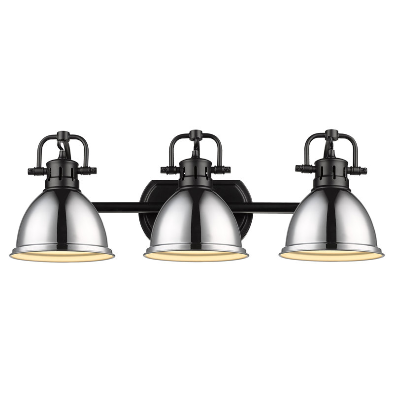 Meuble-lavabo 3 lumières Tuan, Noir mat, Chrome chrome