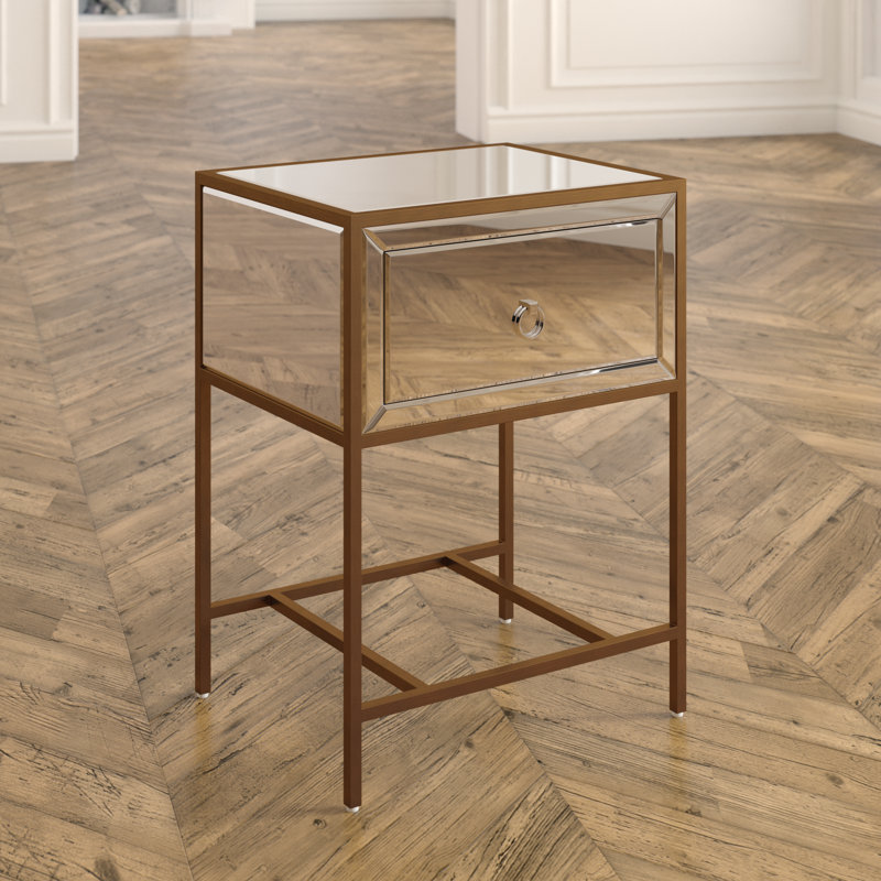 Chandre End Table with Storage, Dark Gold