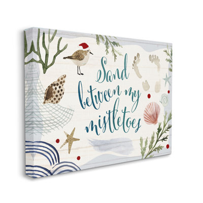 «Sand Entre Mistletoes Expression Nautical Beach Christmas» par Victoria Barnes - impression d'art graphique