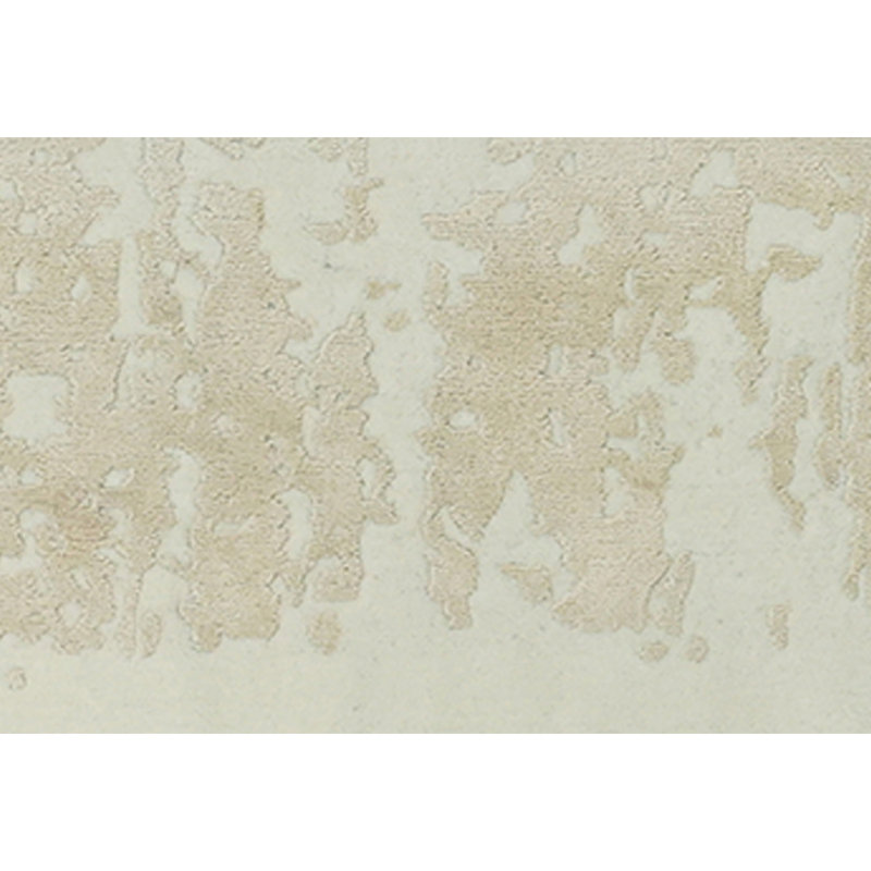 Hand Knotted Abstract Area Rug in White/Light Tan, Rectangle 6' x 9'