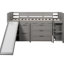 Lit mezzanine simple gris avec une armoire et une tablette efficaces. Fabriqué en bois massif. Économisez de l'espace et restez organisé. Barrière de sécurité complète pour. Pas de sommier requis. Espaces de rangement spacieux. Bois massif