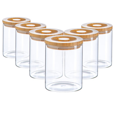 Argon Tableware - Glass Scandi Storage Jar with Wooden Lid