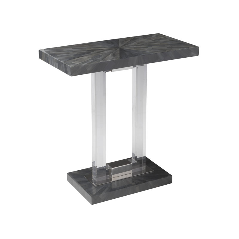 Transitional Black and Gray Rectangular Wood Acrylic Table