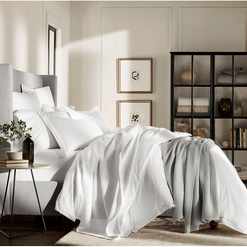 Percale Hemmed Sheet Set, White, California King Sheet Set with 2 King Pillowcases