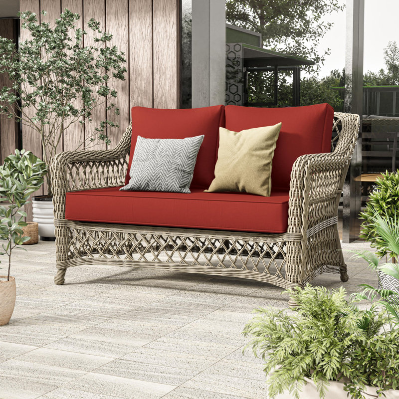 5" Loveseat Cushion Water Repellent & UV-Resistant Patio Furniture Cushions, Removable Outdoor Couch Cushions With Hidden Zipper & Adjustment Staps For Couch, Bench, And Swing