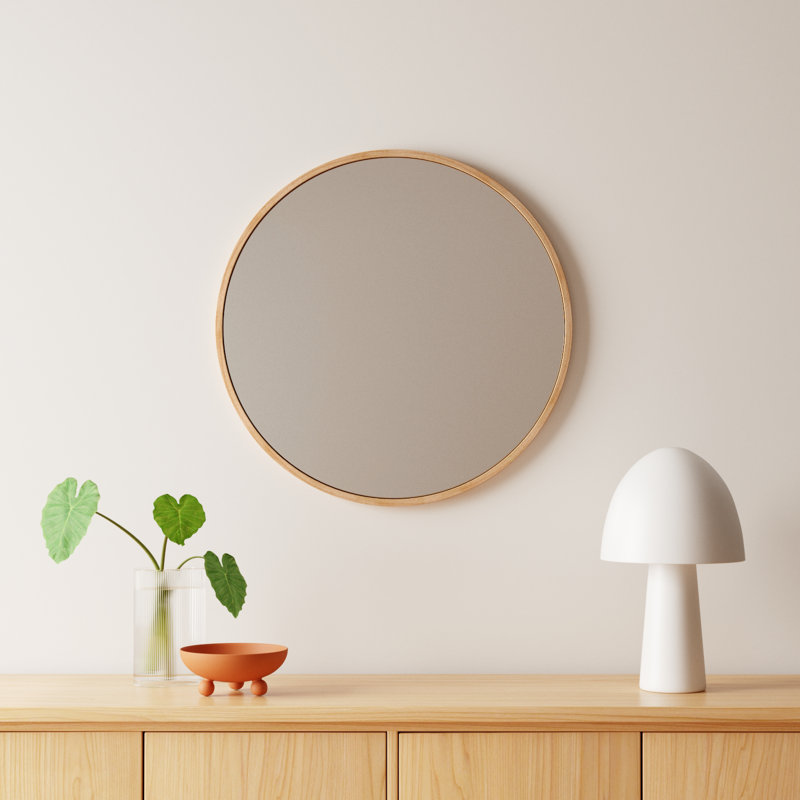 Miroir d'appoint Roberts, 28 po x 28 po, Bois brun, Bois massif