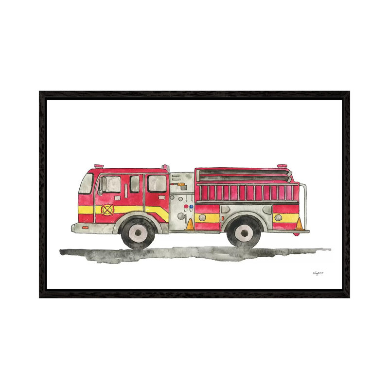 Fire Truck by Kelsey McNatt - Painting on Canvas, 66.04 cm H x 45.72 cm W, Black Framed