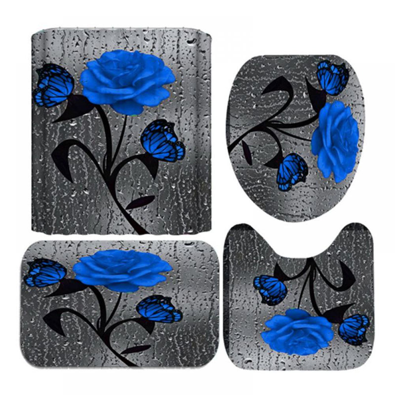 Ensemble de 4 tapis de bain Obanion, Bleu