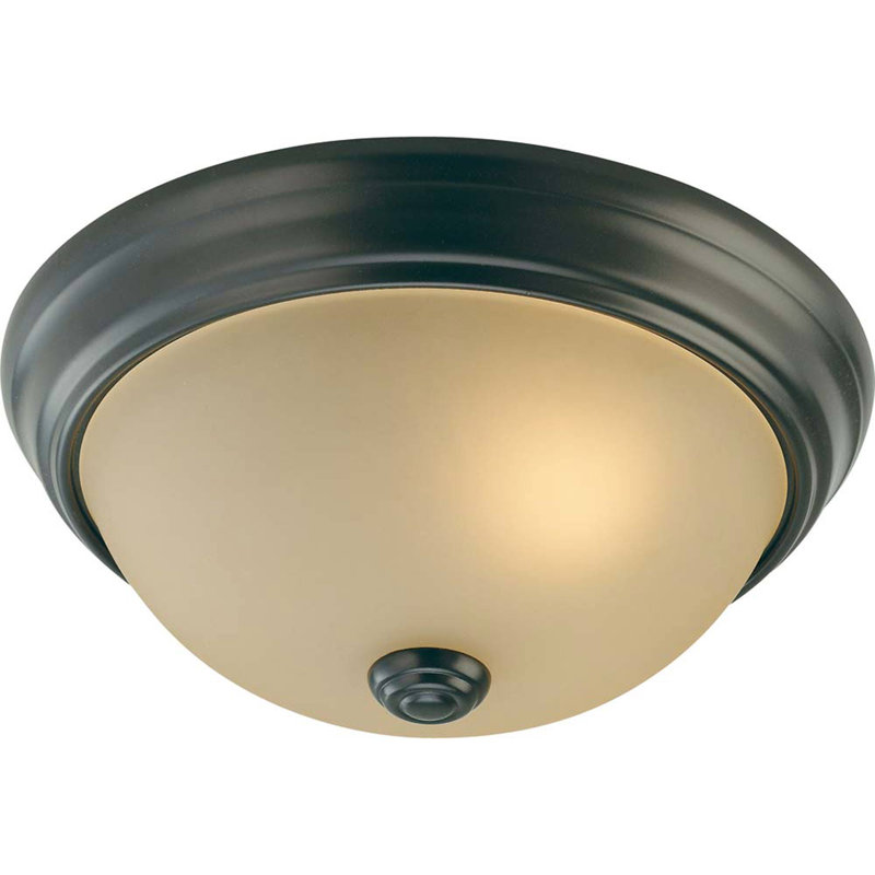 1-light 11"W Antique Bronze Fluorescent Flush Mount Ceiling Fixture with Sepia Glass Shade