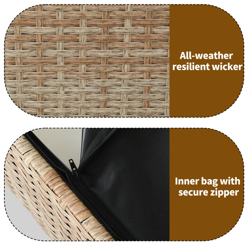 Anatolio Wicker Outdoor Storage Bench, Brown