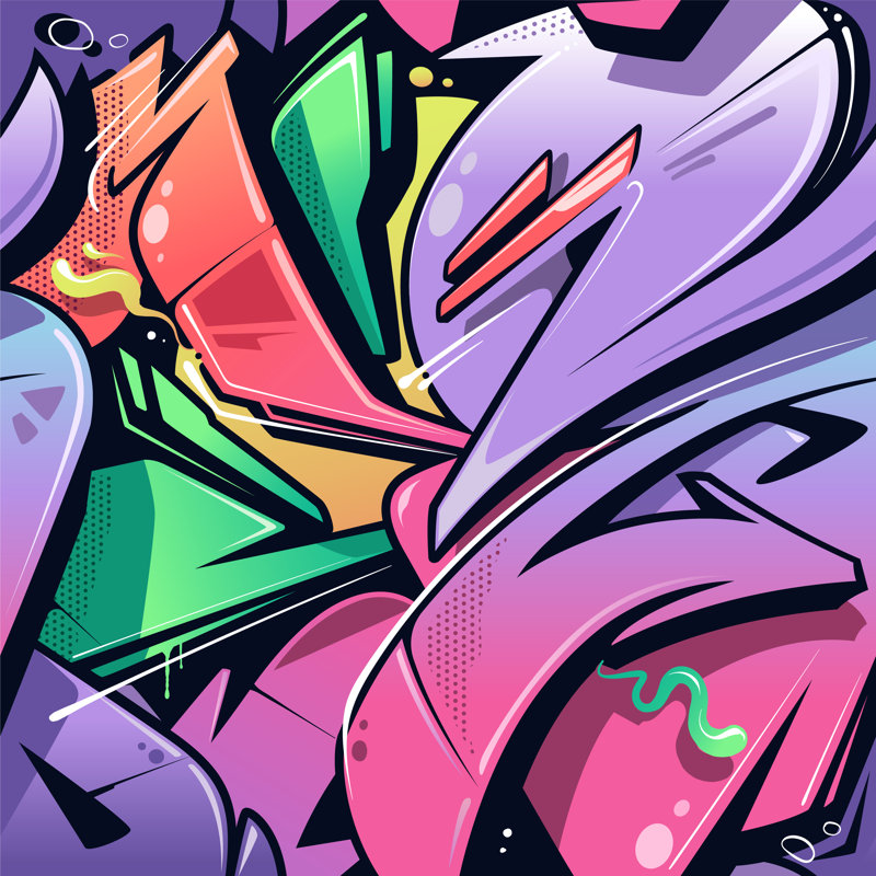 Wild Style Graffiti Seamless Pattern - Wrapped Canvas Print, 51cm H x 51cm W x 3.8cm D