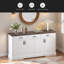 Buffet de 63 po à lattes cannelées avec rangement, station de café avec 4 portes et 3 tiroirs, console de rangement pour la cuisine, salon, entrée, salle à manger-2142485264