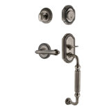 Nostalgic Warehouse Rope Rosette F Grip Handleset with Single Cylinder Deadbolt and Fleur Lever