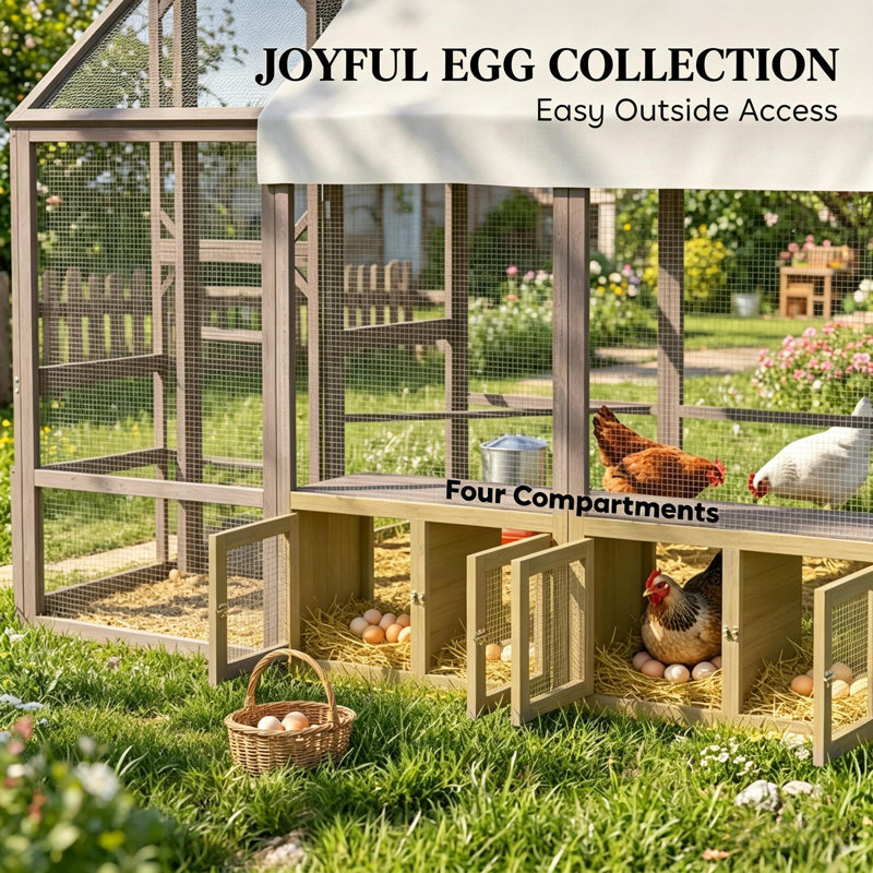 Poulailler moderne, cage à poules, cage à poules, poulailler en bois, Light Brown/White