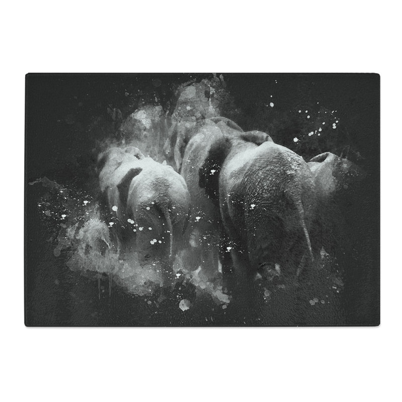 Herd of Elephants Paint Splash Chopping Board, 0.4cm H x 20cm W x 28.5cm L