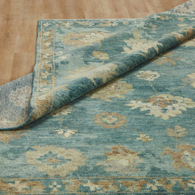 Hari Seafoam Bloom Wool Hand-Knotted Area Rug