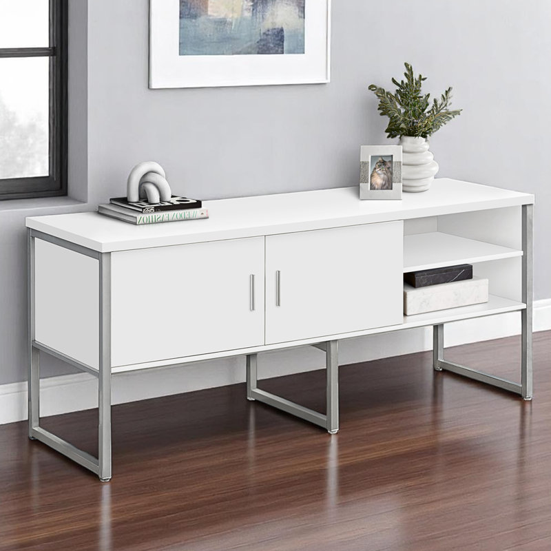 Rangement de bureau blanc en métal laminé gris Armand, H 29,73 po x l 70,57 po x P 23,39 po