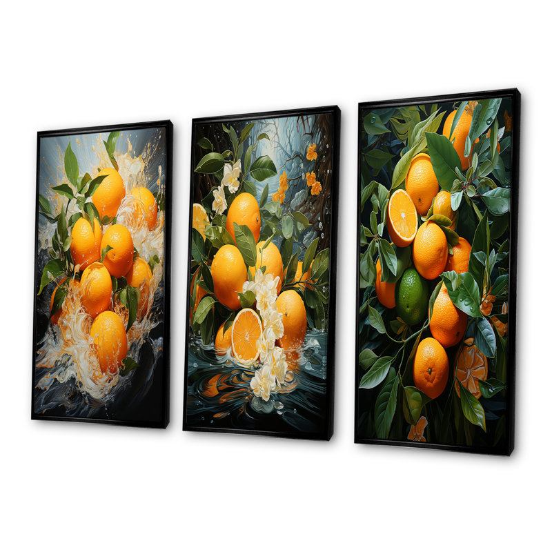 Orange Tropical Twist, Black Floater Framed, 32" H x 48" W