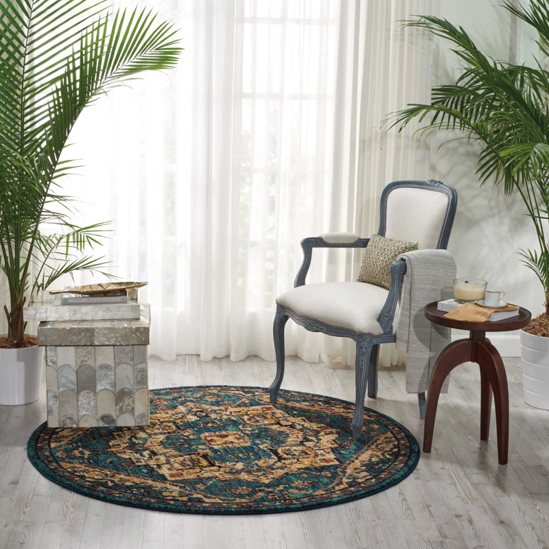 Floral Indoor Rug, Round 7'5"
