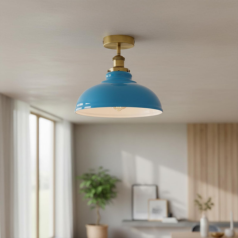 Plafonnier semi-encastré avec abat-jour en métal Curvy, Bleu