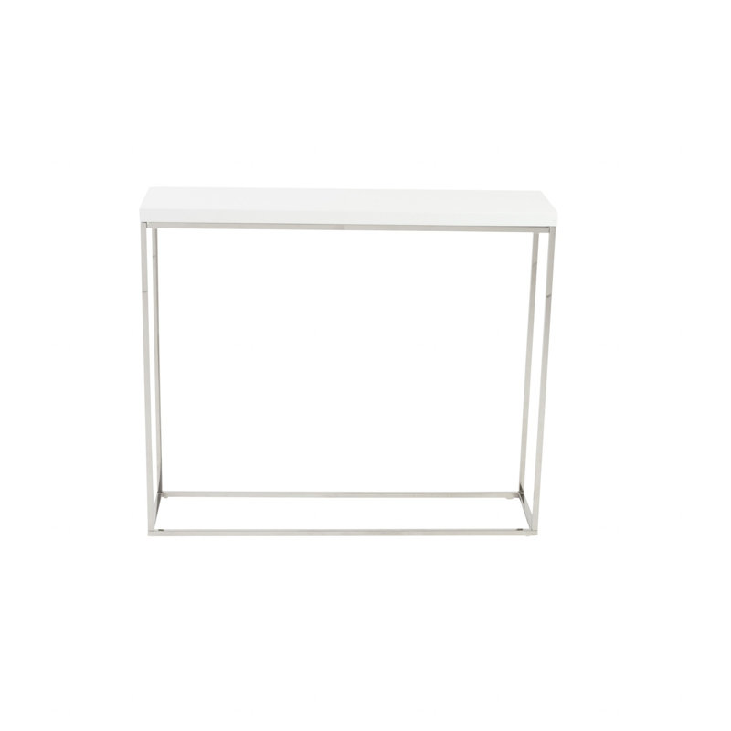 Camp Narrow Console Table, White, Silver