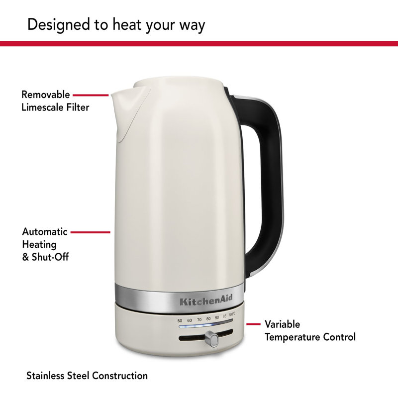 KitchenAid 1.7 Liter Electric Kettle, Porcelain White