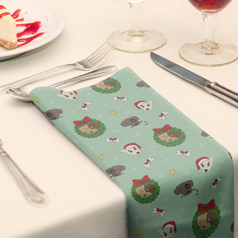No Pattern Square Napkin, 22" x 22", Green/Red/Gray, Cotton
