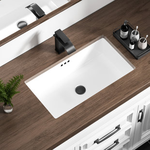 KARAMAG 23.8"x13.8"' Vitreous China Rectangular Sink Undermount Bathroom Sink with Overflow
