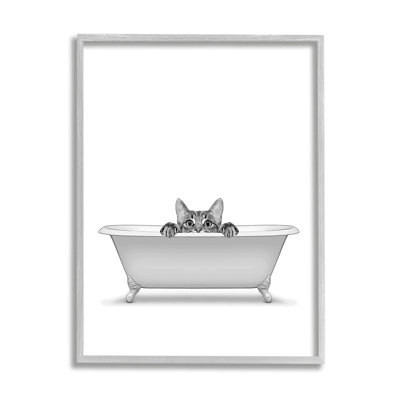 " Cat Peeking Bathroom Tub " by Annalisa Latella