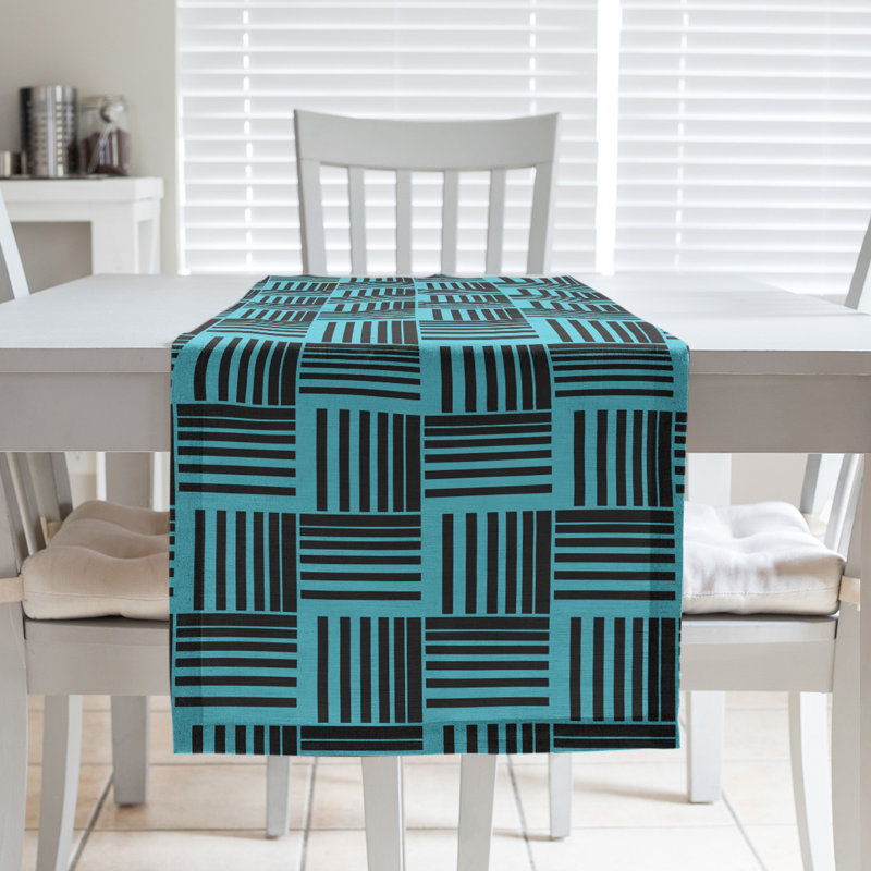 Fractured Stripes Table Runner, 16" x 90", Light Turquoise Teal