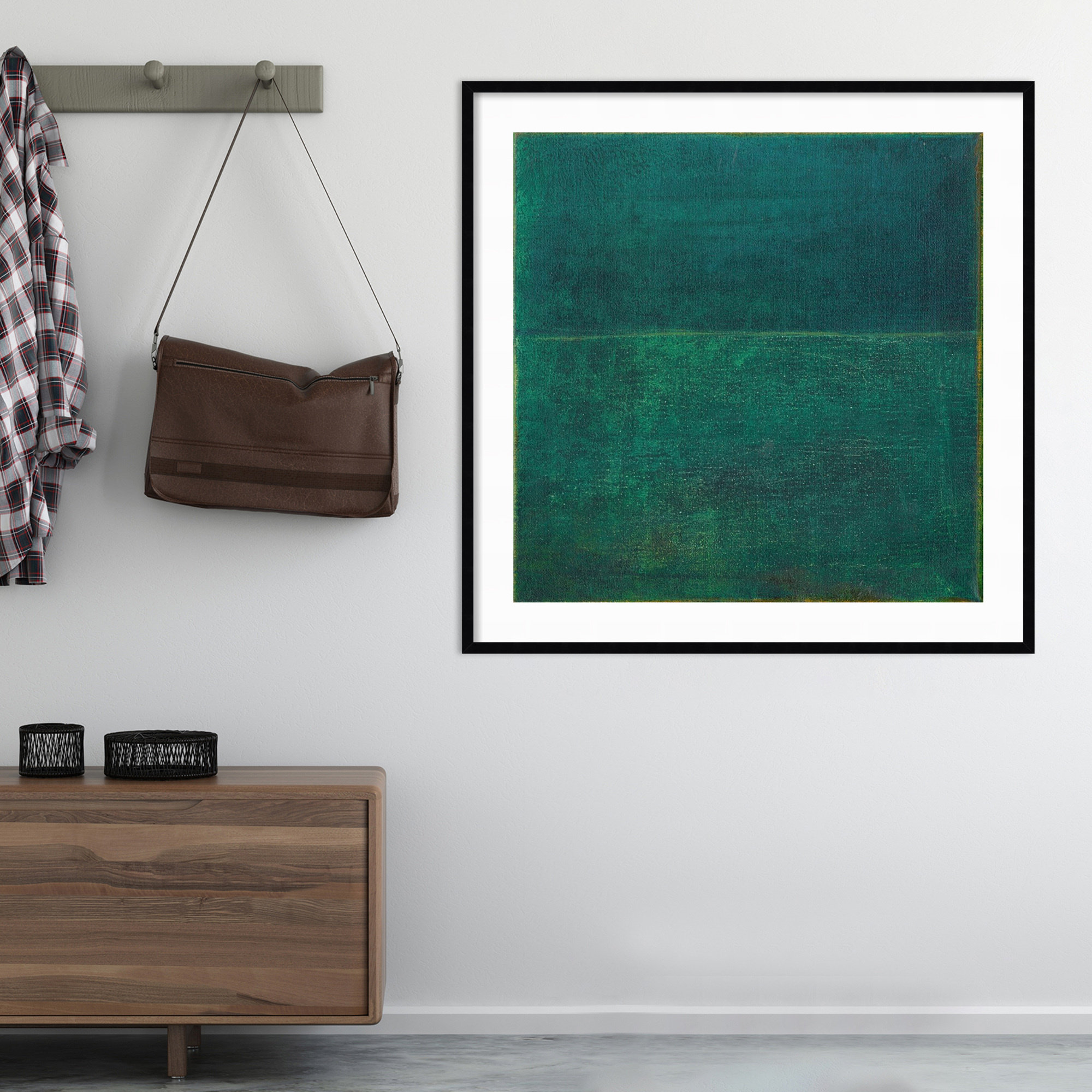 Green Zen I by Jodi Fuchs, 33.12" H x 33.12" W x 0.88" D, White Framed Paper